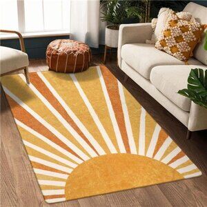 Boho Sun Print Area Rug Small Washable Rug Modern Abstract Non-Slip Accent